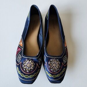 Predictions Embroidered Ballet Flats Slip On Shoes Womens 8 Sequins Embroidery